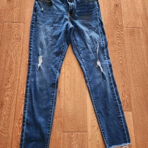 a.n.a Distressed Skinny Jeans in Blue